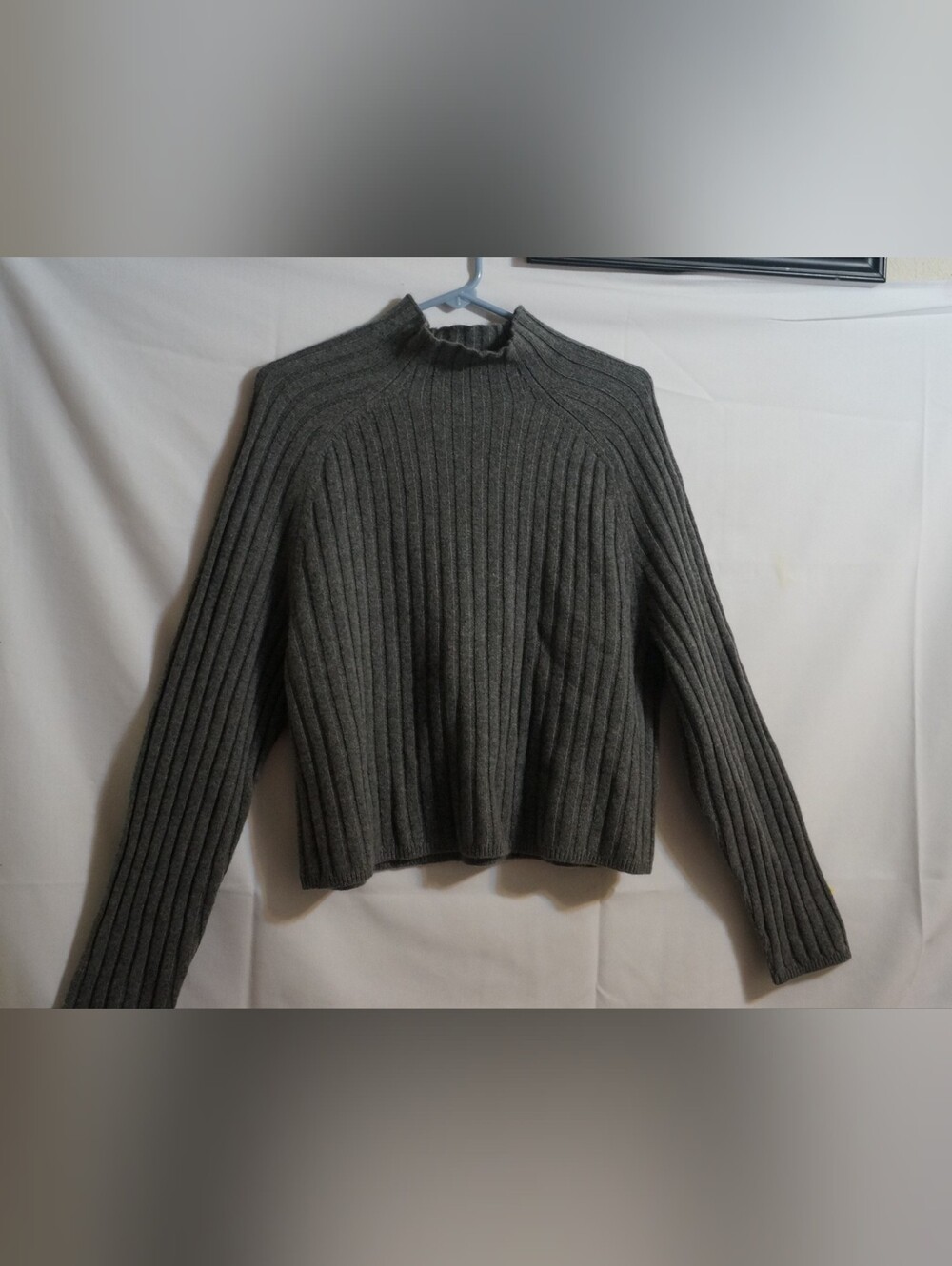 Everlane Funnel-Neck Cropped Sweater in Wool Cashmere Gray Size XXL - Picture 7 of 14